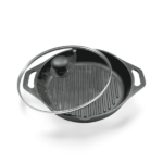 10" Round Grill Pan with Lid - Premium Cast Iron by Dynamic Cookwares - Image 2