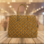Handmade Reusable Wire Bag - Orange & Grey - Image 2