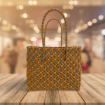 Handmade Reusable Wire Bag - Orange & Grey