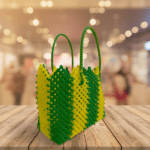Handmade Reusable Wire Bag - Green & Yellow - Image 2